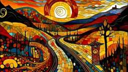 The Road to Hell is Paved with Good Intentions; Wassily Kandinsky; Post-Impressionism in the style of Van Gogh; Hundertwasser; Cezanne; Gauguin.