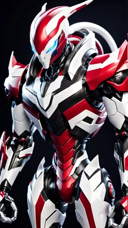 big venom robot with red and white color schemes, in the style of fairy academia, hard-edge style, agfa vista, dynamic pose, oshare kei, hurufiyya, rtx, close picture, intricate details, highly detailed, high details, detailed portrait, masterpiece,ultra detailed, ultra quality