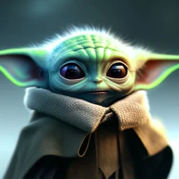 super cute photorealistic portrait of a baby yoda, star wars, intricate, headshot, highly detailed, sharp focus, cinematic lighting,