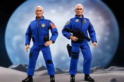 Mike Pence as G.I. Joe toy Doll figure With a pistol space force Blue fabric uniform, black Moonboot