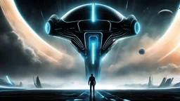 tron legacy movie, programs, space ships, clouds, planets, creatures