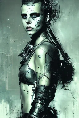 Danish singer MØ face,Abstract Yoji Shinkawa,cyberpunk,