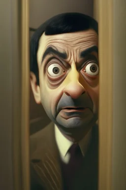 mr bean as jack in "shining", trending art, 8k, depth of field, volumetric fog