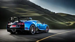 Bugatti x Dodge , REAR view, perfect model, perfect details, perfect everything,desktop wallpaper, 4K, Cinematic