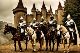 mounted knights in front of the wizard castle