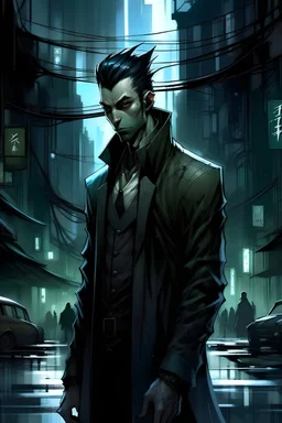 In the city of Blackheart, a new villain had emerged. His name was Jacob Kenji Kage, a young man with a dark past and an even darker future. His parents, renowned scientists, had been working on a top-secret project to create a new form of technology that would grant its user immense power. But the project was taken over by a villainous organization, who implanted the technology in Jacob's body without his knowledge. The technology, known as "Necro-tech," covered his body in a black armored suit
