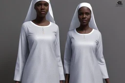 4 suore africane con tunica grigia figura intera