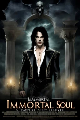 Movie Poster -- "Immortal Soul, a vampire story" - Paul Stanley as the vampire Vincent Paul - he'll seduce you, and then he'll drain you, and then he'll make you his, forever