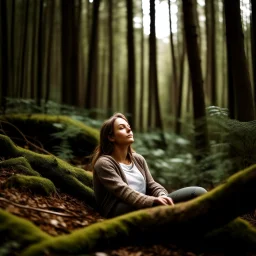 woman relaxing in the forest