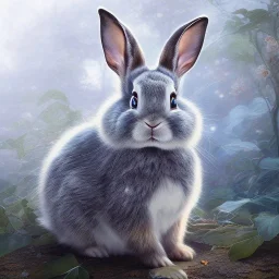 fantasy magic, sharp focus, illustration, highly detailed, digital painting, concept art, art germ and Paul Lewin and Kehinde Wiley, masterpiece silver slolo rabbit, dark blue aye