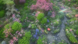 verybeautiful-magical-garden-of-the-angelic-kingdom-blue-and-pink-plants-and-trees-small-river-sunshine-flowers-haze-thumb-rainbow-ufo-bright-colors-light flowers