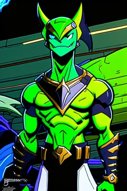 alien From Ben 10 cartoon. Strong, fit body. From his faction. Shark. Advanced jewels and metal. Dark magic. Power and luxury