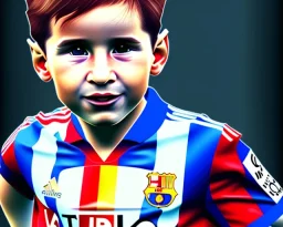 Lionel Messi as a baby, baby face portrait, smile, 8k resolution