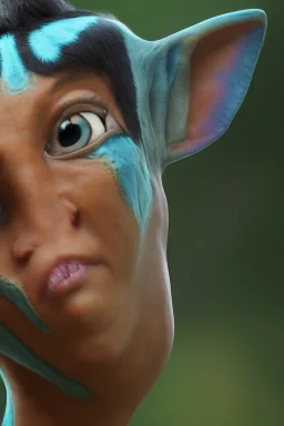 Neytiri toddler, full body, angry, bokeh, hyper realistic