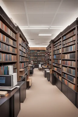 Library, state-of-the-art computers, book search via computers