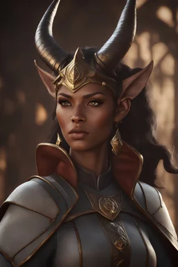 dnd character art of a tiefling cleric. high resolution cgi, small horns and ears, unreal engine 6, high detail, cinematic.