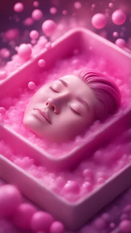 isometric portrait of soap star sleeping in a sarcophagus filled with steaming pink liquid,bokeh like f/0.8, tilt-shift lens 8k, high detail, smooth render, down-light, unreal engine, prize winning