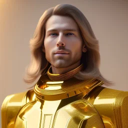 beautiful cosmic golden male, long hair, nice smiling, delicate colors, beautiful glamour galactic golden dress, ultra sharp focus, 8k, unreal engine 5, extremely sharp detail, light effect, soft light atmosphere of a spaceship, smooth, full of details, face in front, complete vision of face and body