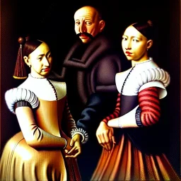 portrait of a men a woman and two girls Diego Velazquez style