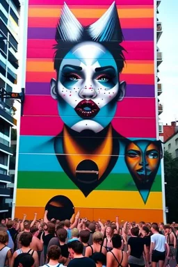 Huge pride party in the street art