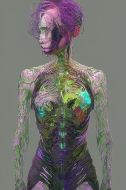 Portrait lady, full body shot, full-color medium shot, BotanicAcademia, biopunk