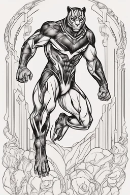 out line art of BLACK PANTHERsuper HIRO colouring pages with white background ,skech style ,full body. only use outline,mandala style,clean line art,white background,no shadow and clear and well outlined