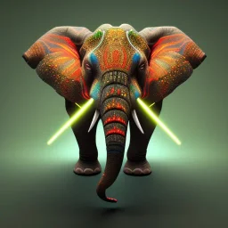 A beautiful portrait of a cyborg elephant neon color scheme, high key lighting, volumetric light high details psychedelic background