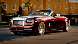 A sleekly designed (((Customized gangsters lowrider Rolls-Royce Dawn Drophead))), adorned with intricate modern modifications and luxurious details that evoke a timeless elegance blended with contemporary flair