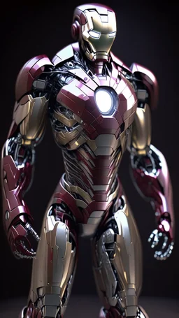 ironman become robot, body from metal material, ultra realistic, 4k, ultra detail, full body, full picture