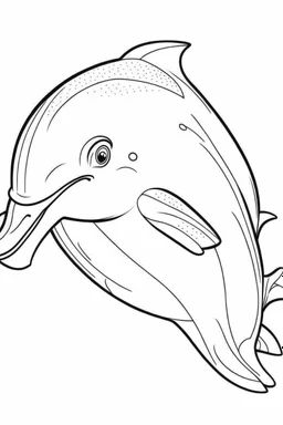 outline art for cute Dolphin coloring pages with sitch, white background, Sketch style, full body, only use outline, toddlers style, clean line art, white background, no shadows and clear and well outlined.