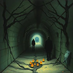 they saw you from the end of a tunnel by Bosch nightmare style.Dave McKean, inspired by the nightmare