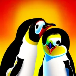 portrait of penguins picasso style