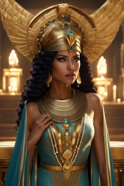 Cleopatra ((masterpiece)), (ethereal beauty:1.3), iconic asp headpiece, (historically accurate attire:1.4), kohl-lined eyes, (intricate gold jewelry:1.3), UHD, 64K, hyperrealistic, vivid colors, atmospheric godrays, (glow effects:1.2), 8K resolution, throne room background with hieroglyphics, HDR depth, 4K ultra detail, commanding regal aura, real photo