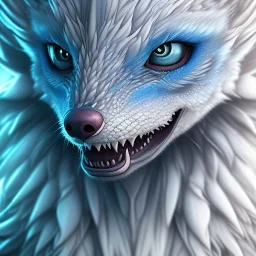 icy blue, anime, elve wolf creature ,feathers , fae, majestic, ominous, ice, scales,frost on skin, dnd character portrait, intricate, oil on canvas, masterpiece, expert, insanely detailed, 4k resolution, retroanime style, cute big circular reflective eyes, cinematic smooth, intricate detail , soft smooth lighting, soft pastel colors, painted Rena