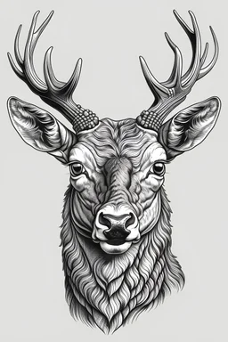 portrait Stag head vector, engraved