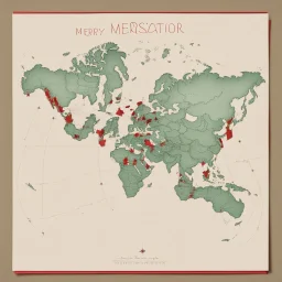 Christmas card in Mercator projection