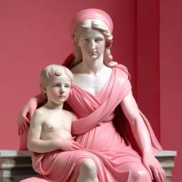 Neoclassicism pink woman and child