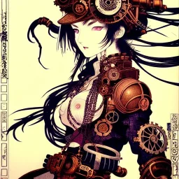 beautiful steampunk girl, hyper detailed, hyperdetailed, intricately detailed, illustration by <Katsushika Hokusai> <Yoji Shinkawa>,