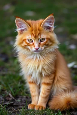 feral ginger girl with long fur all over her entire body