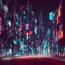 Cyberpunk street view at night