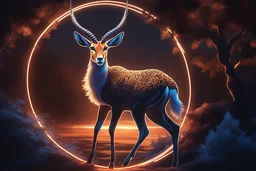 gazelle in 8k solo leveling shadow drawing style, Christmas them, neon lights, intricate details, highly detailed, high details, detailed portrait, masterpiece,ultra detailed, ultra quality