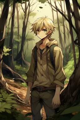 Dirty Blonde Anime Boy in the woods