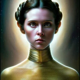 Princess leia goddess, perfect face, fantasy, beautiful face, gorgeous, intricate, dramatic lighting, emotionally evoking symbolic metaphor, highly detailed, photorealistic, artstation, concept art, smooth, sharp focus, art by albert aublet and krenz cushart, tomasz alen kopera, peter mohrbacher, and alphonse mucha, sharp focus, emitting diodes, smoke, artillery, sparks, racks, system unit, motherboard, by pascal blanche rutkowski repin artstation hyperrealism painting concept art of detailed ch