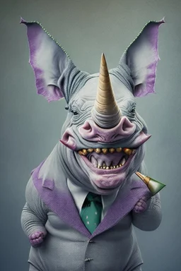 A picture of a cute rhino in the form of a joker, a professional, high JPEG image