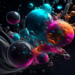 Bubbles with stars and nebula behind splattered liquid paint in (lightgray:1.2) colors. Fluid and Powder, Silk, Paint splatter, Vivid, Abstract, Clear, Spotlight, Wallpaper in dark gradient (masterpiece:1.2), (epic composition:1.4), (talent:1.2), ultra detailed, cinematic lighting, highly detailed, insanely detailed, hdr, 8k, exquisite, sharp, elegant, ambient lighting, high quality.