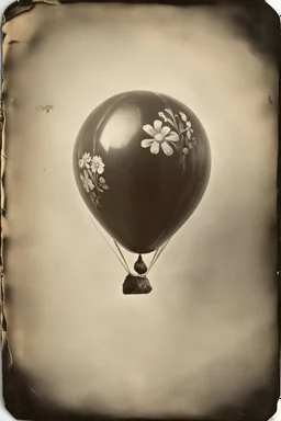 Ballon avec des fleurs peintes, , tintype