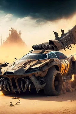 The combination of a super-advanced car and fighter mad max, super sport