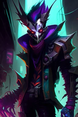 Shaco from league of legends in style cyberpunk! make the trap