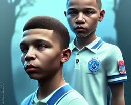 Kylian Mbappé as a child, 3d art, face portrait, 8k resolution