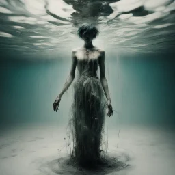 Fear death by water by Tokujin Yoshioka, Alice Pasquini, Costa Dvorezky, Ronald Balfour, Nathan Wirth, Francesca Woodman, Andy Warhol, Claude Cahun, Paolo Roversi, surreal hallucinatory, sharp focus, intricately detailed"